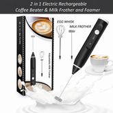 2 In 1 Electric Coffee Beater - Milk Frother And Egg Whisk - USB Electric Rechargeable Kitchen Tool For Versatile Mixing And Frothing