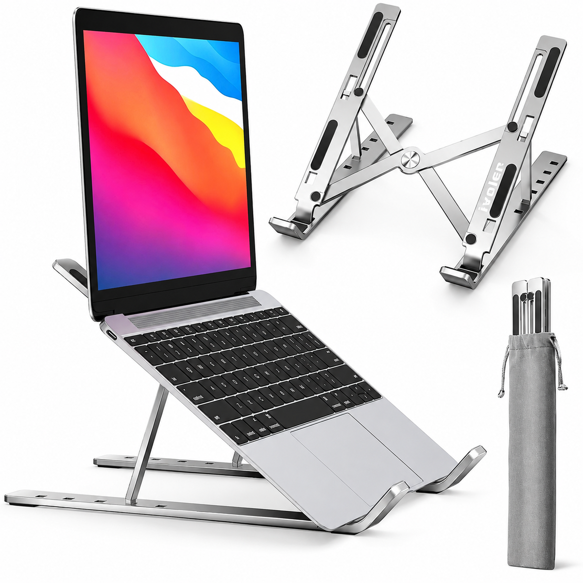 Adjustable Laptop Stand | Foldable & Portable Laptop Holder | Ergonomic Multi-Angle Notebook Stand | Height Adjustable Desk Riser with Heat Dissipation | For Home, Office & Study
